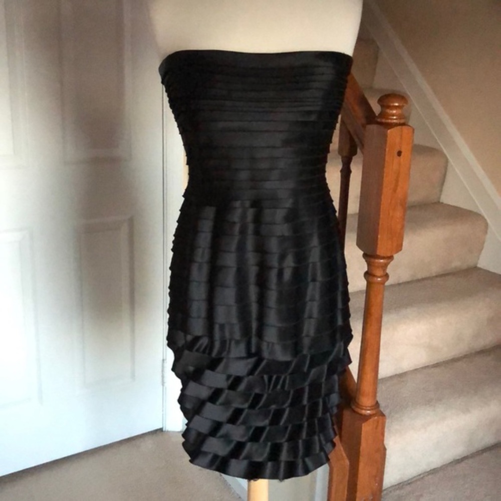 BCBG black strapless cocktail dress